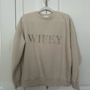 Beige 'WIFEY' Sweater by Six Stories